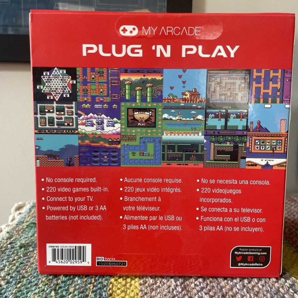 My Arcade Plug 'N Play 220 Video Games Built in Connect to TV Video NEW SEALED